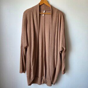 NEVER WORN MY STORY TAN WAFFLE LOOSE FITTING COCOON OPEN CARDIGAN SIZE LARGE